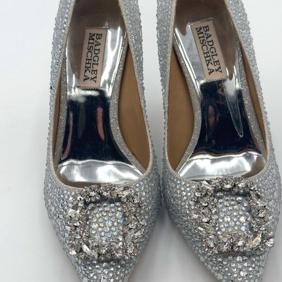 New Badgley Mischka Cher II Evening Pumps in Silve with sparkling details Size 6 - Picture 4 of 9